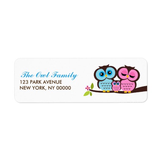 Owl Family Return Address Labels (Voorkant)