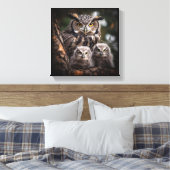 Owl Family Stretted Canvas Print (Insitu (Slaapkamer))