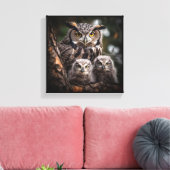 Owl Family Stretted Canvas Print (Insitu (Woonkamer))