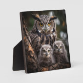 Owl Family Tabletop Plaque met Easel Fotoplaat (Voorkant)