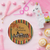 Owl Family Thanksgiving Turkey Dinner Papieren Bordje (Feest)