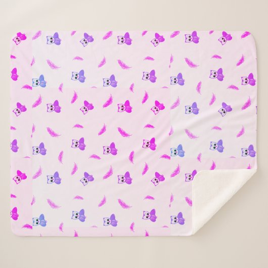 Owl & Feather Sherpa Deken (Voorkant (horizontaal))