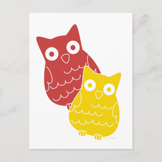 Owl Fellows one of Red one of Yellow Briefkaart (Voorkant)