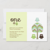 Owl First Birthday Invitation Kaart (Voorkant)