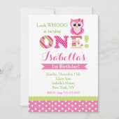 Owl First Birthday Party Invitations Kaart (Voorkant)