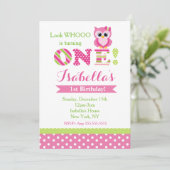 Owl First Birthday Party Invitations Kaart (Staand voorkant)
