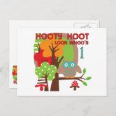 Owl First Birthday T-shirts en geschenken Briefkaart (Voorkant / Achterkant)