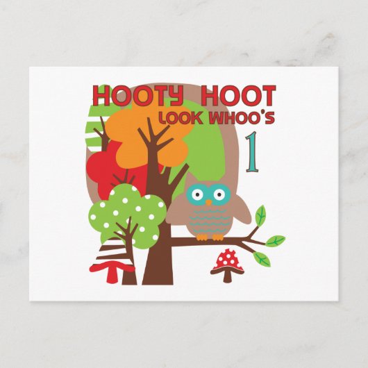 Owl First Birthday T-shirts en geschenken Briefkaart (Voorkant)