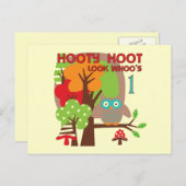 Owl First Birthday T-shirts en geschenken Briefkaart (Voorkant / Achterkant)