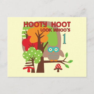 Owl First Birthday T-shirts en geschenken Briefkaart
