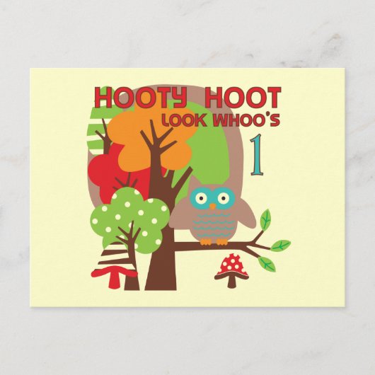 Owl First Birthday T-shirts en geschenken Briefkaart (Voorkant)