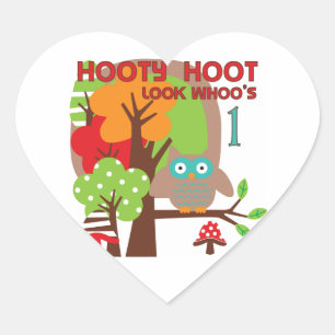 Owl First Birthday T-shirts en geschenken Hart Sticker
