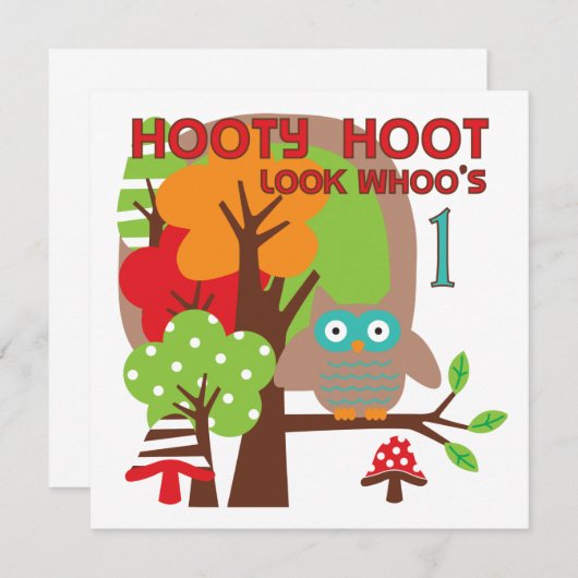 Owl First Birthday T-shirts en geschenken Kaart (Voorkant / Achterkant)