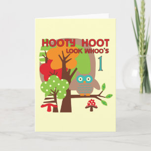 Owl First Birthday T-shirts en geschenken Kaart