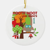 Owl First Birthday T-shirts en geschenken Keramisch Ornament (Voorkant)