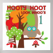 Owl First Birthday T-shirts en geschenken Poster (Voorkant)