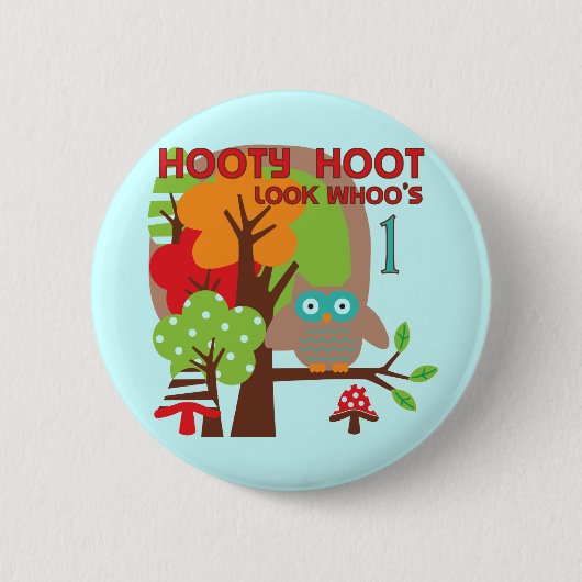 Owl First Birthday T-shirts en geschenken Ronde Button 5,7 Cm (Voorkant)