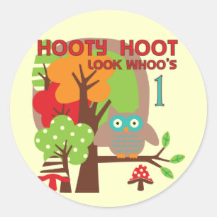Owl First Birthday T-shirts en geschenken Ronde Sticker
