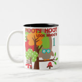 Owl First Birthday T-shirts en geschenken Tweekleurige Koffiemok (Links)