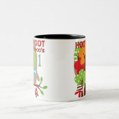 Owl First Birthday T-shirts en geschenken Tweekleurige Koffiemok (Center)