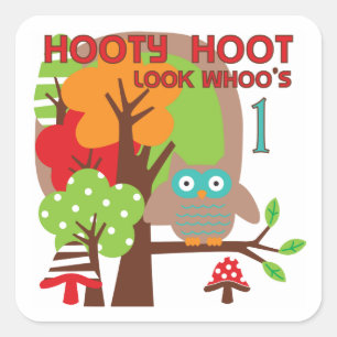 Owl First Birthday T-shirts en geschenken Vierkante Sticker