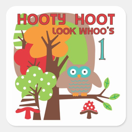 Owl First Birthday T-shirts en geschenken Vierkante Sticker (Voorkant)