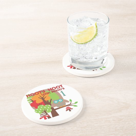 Owl First Birthday T-shirts en geschenken Zandsteen Onderzetter (Zijkant)