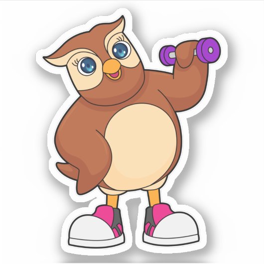 Owl Fitness Dumbbell Sticker (Voorkant)