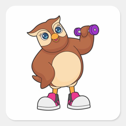 Owl Fitness Dumbbell Vierkante Sticker (Voorkant)
