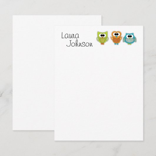 Owl Flat Notecard Kaart (Voorkant / Achterkant)