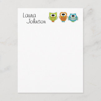 Owl Flat Notecard Kaart