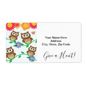 Owl Floral geef een Hoot! Etiketten (Voorkant)
