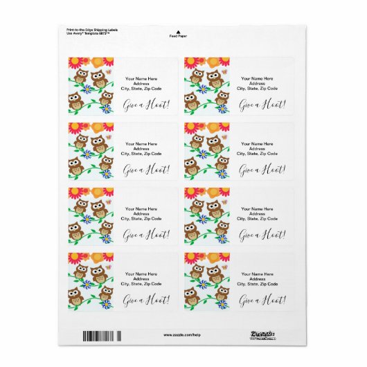 Owl Floral geef een Hoot! Etiketten (Full Sheet)