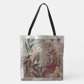 Owl Flowers and Branches Graphic Tapestry Collage Tote Bag (Voorkant)