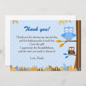 Owl Forest Blue Brown Hartelijk dank Notitiekaartje (Voorkant / Achterkant)