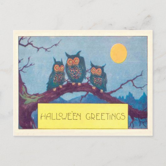 Owl Full Moon Tree Briefkaart (Voorkant)