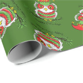 Owl Funny Kerstmis Holiday Cadeaupapier (Rol Hoek)