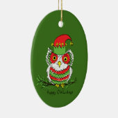 Owl Funny Kerstmis Holiday Keramisch Ornament (Rechts)