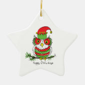 Owl Funny Kerstmis Holiday Keramisch Ornament (Voorkant)
