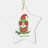 Owl Funny Kerstmis Holiday Keramisch Ornament (Links)
