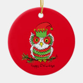Owl Funny Kerstmis Holiday Keramisch Ornament (Voorkant)