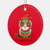 Owl Funny Kerstmis Holiday Keramisch Ornament (Links)