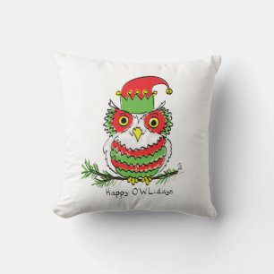 Owl Funny Kerstmis Holiday Kussen