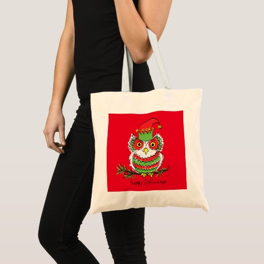 Owl Funny Kerstmis Holiday Tote Bag (Voorkant (product))