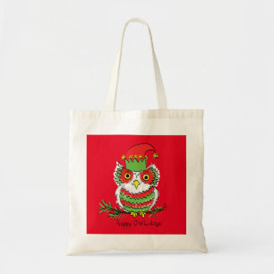 Owl Funny Kerstmis Holiday Tote Bag