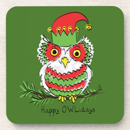 Owl Funny Kerstmis Kinder Bier Onderzetter (Voorkant)