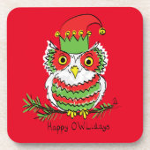 Owl Funny Kerstmis Kinder Bier Onderzetter (Voorkant)