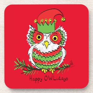 Owl Funny Kerstmis Kinder Bier Onderzetter