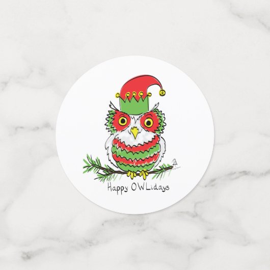 Owl Funny Kerstmis Kinder Confetti (Kleine voorkant)