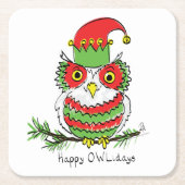 Owl Funny Kerstmis Kinder Kartonnen Onderzetters (Voorkant)
